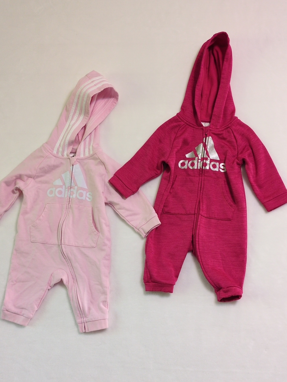 Adidas Baby Girls' Hooded Coverall Lot – 2 Pack, Size 6 Months